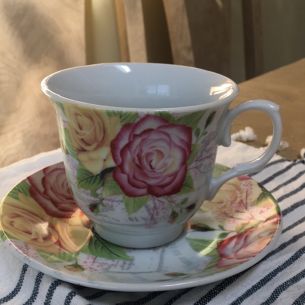 Beautiful vintage  porcelain cup and saucer hand painted
